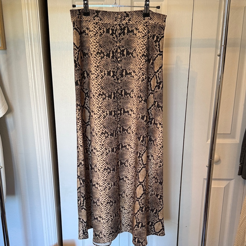 Zara Beige and Black Snake Print Maxi Skirt
